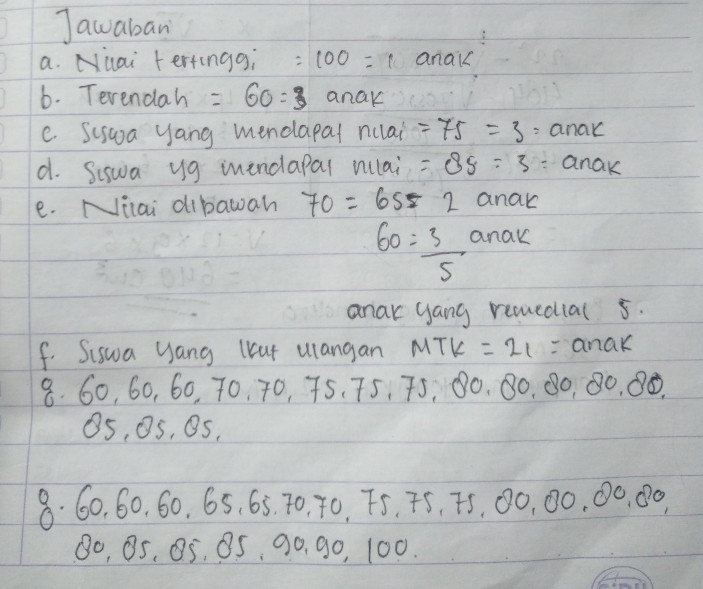 1 Berikut Data Nilai Ulan Lihat Cara Penyelesaian Di Qanda