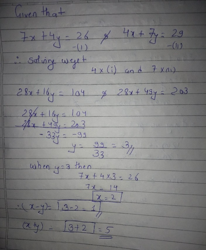Ii If F4x7y29 And 7x4y26 Fin See How To Solve It At Qanda