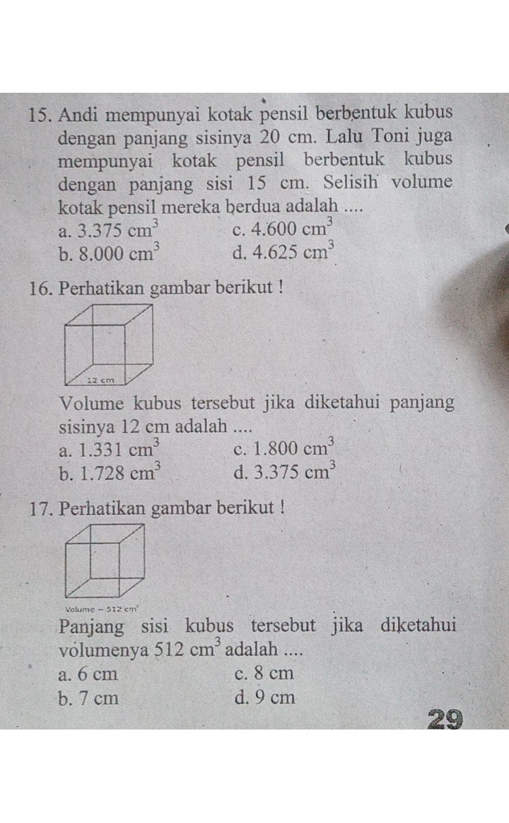 47++ Bila sebuah kubus memiliki rusuk 7 cm maka volume kubus tersebut adalah info